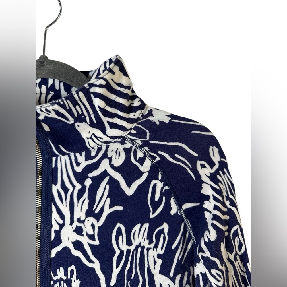 Lilly Pulitzer Skipper Popover Navy Blue White Zebra Print XS - Picture 4 of 12